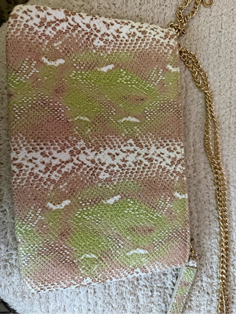 Kelly Wynne Green and Neutral Snake-Print Clutch/wristlet bag - Picture 6 of 13